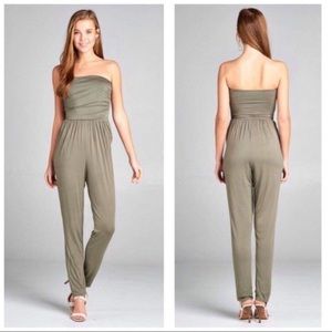 Olive Strapless Jumpsuit
